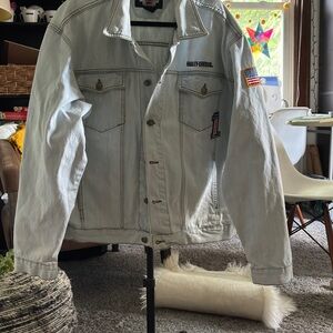 Y2K Harley-Davidson American Legend Number One Light Blue Denim Jacket